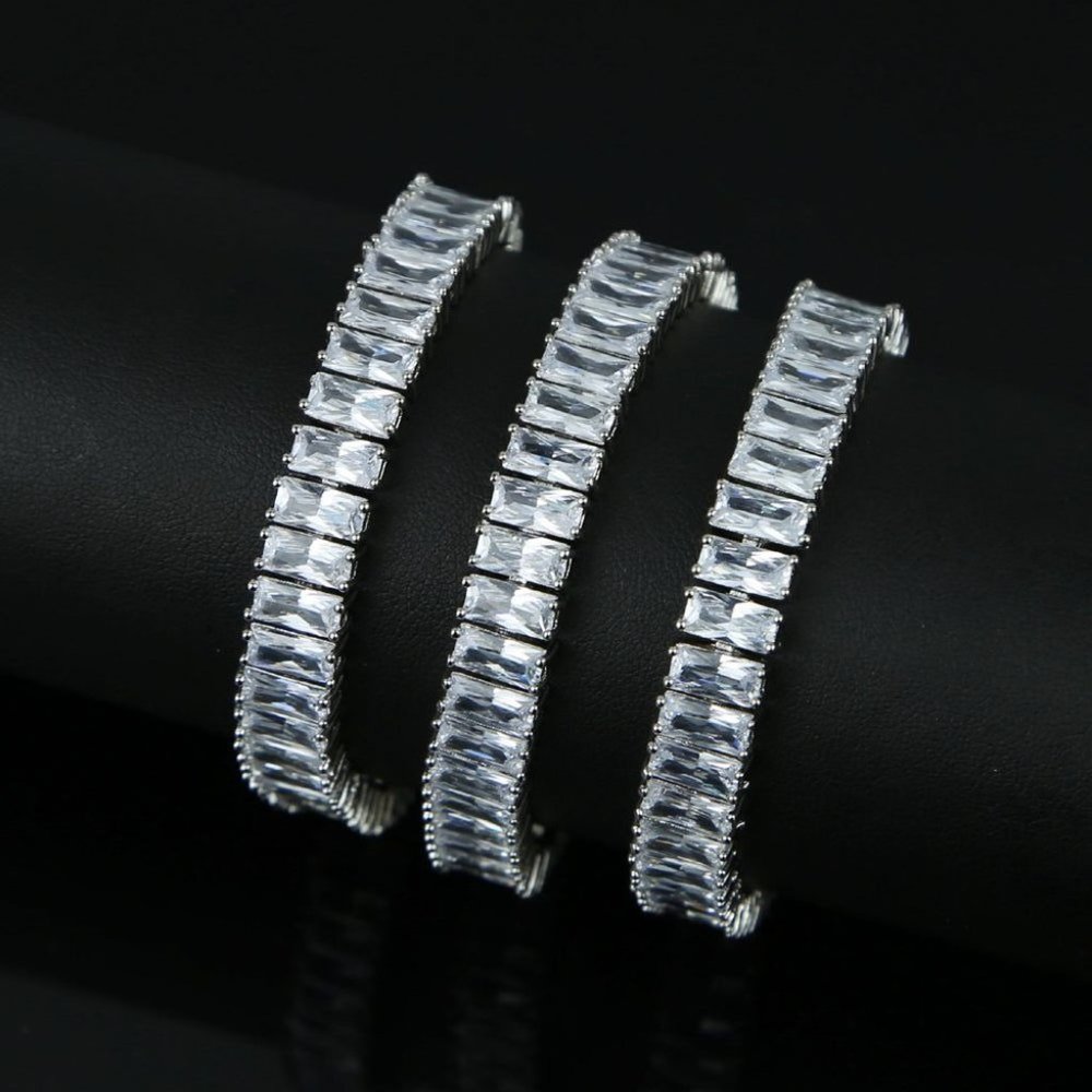 8MM Bling Baguette Diamond Clean Cut Bracelet - Picture 3 of 6